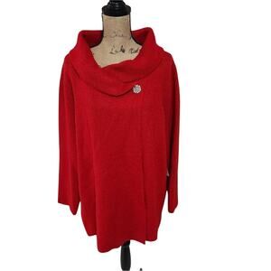 Adrienne Vittadini red wool blend sweater jacket Jackie O 60s style plus size 2X